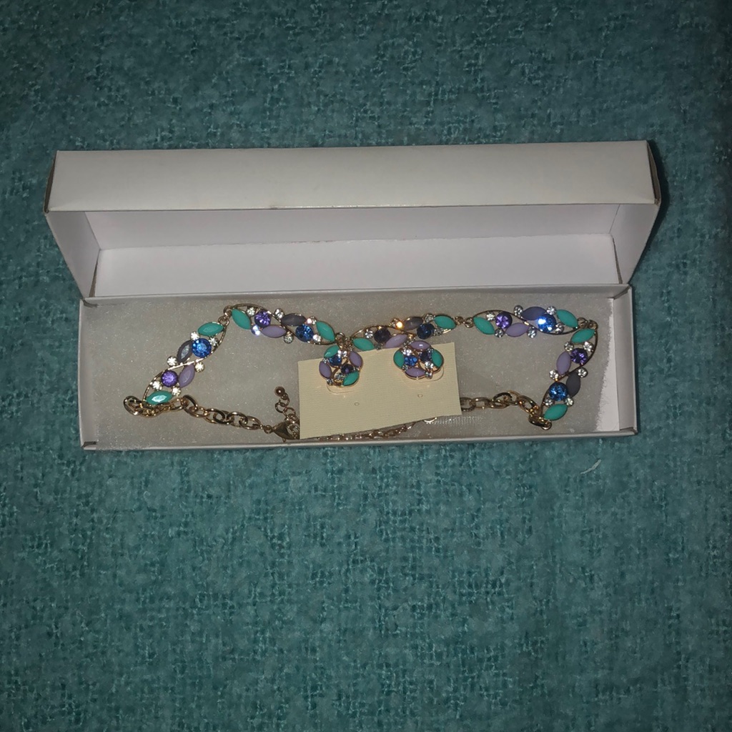 Gold Color Necklace With SemiPrecious